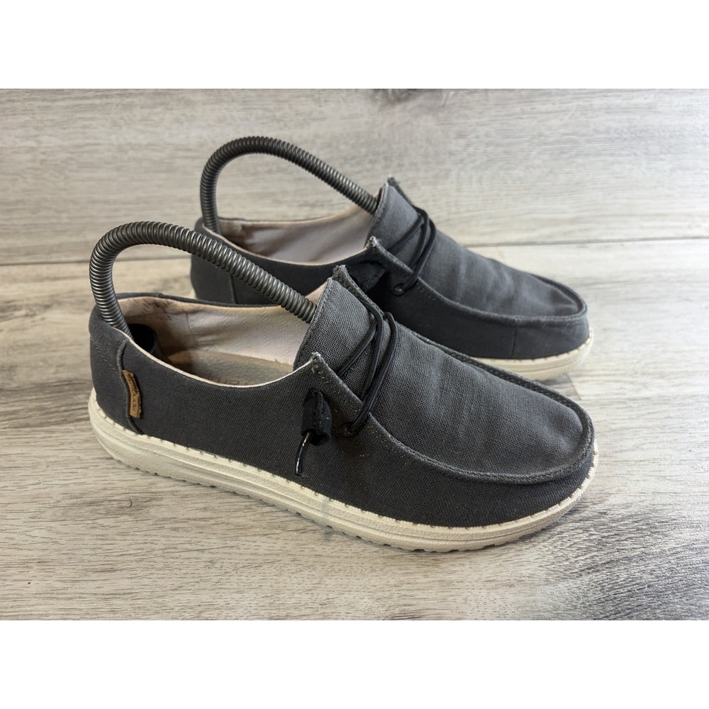 Hey Dude Wendy Chambray Off Black Slip On Shoes Womens 6 Lightweight Comfort